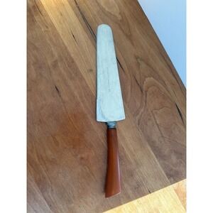 Vintage Butterscotch Bakelite Handle Stainless Steel Cake Pie Server Knife Burns